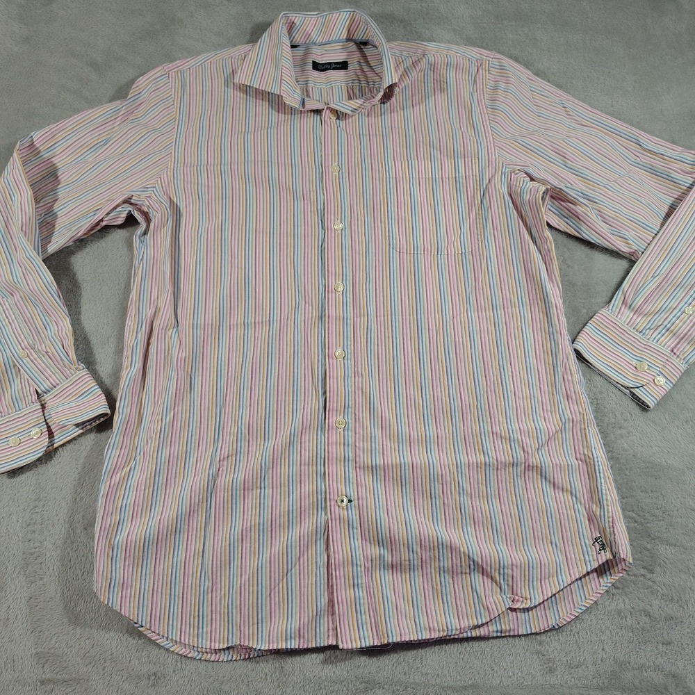 Bobby Jones Shirt Men XL Multicolor Stripe Golf Sporty Preppy School Work Office